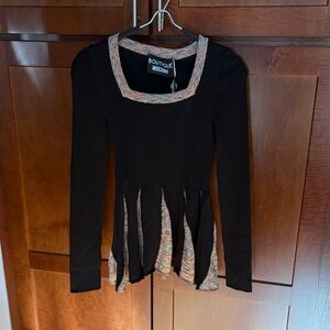 Moschino Black Long Sleeve Top with Colorful Accents